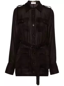 Saint Laurent платье мини Saharienne, коричневый