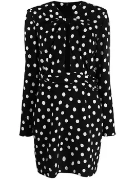 Saint Laurent платье мини в горох, черный