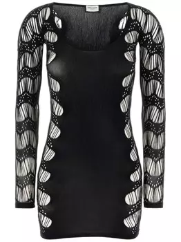 Saint Laurent платье с длинным рукавом, черный
