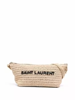 Saint Laurent плетеная сумка на плечо, нейтральный цвет