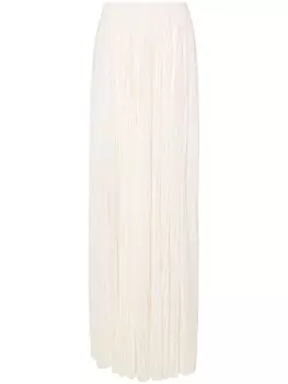 Saint Laurent плиссированная юбка макси, нейтральный цвет