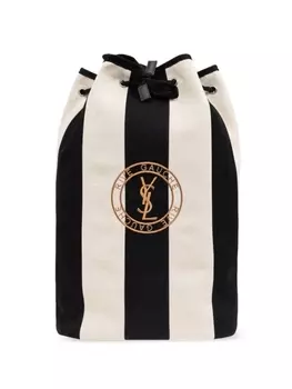 Saint Laurent полосатый рюкзак из хлопчатобумажной смеси, черный