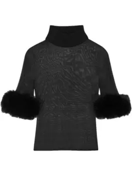 Saint Laurent полупрозрачная толстовка с высоким воротником, черный