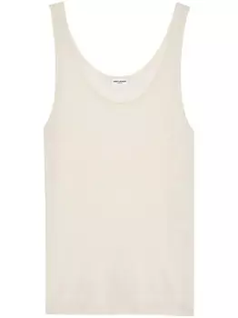 Saint Laurent полупрозрачный топ в рубчик, белый