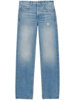 Saint Laurent прямые джинсы с завышенной талией, синий