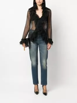 Saint Laurent прямые джинсы средней посадки, синий