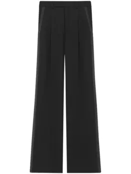 Saint Laurent расклешенные брюки с атласными полосками, черный