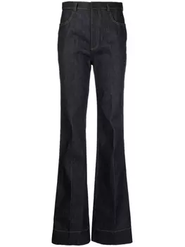 Saint Laurent расклешенные джинсы с завышенной талией, синий