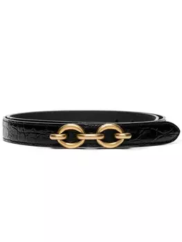 Saint Laurent ремень Maillon с тиснением под крокодила, черный
