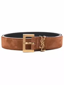 Saint Laurent ремень с логотипом, коричневый