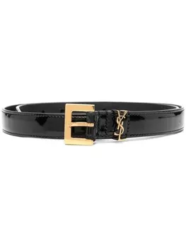 Saint Laurent ремень с металлическим логотипом, черный