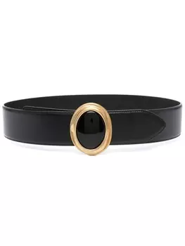 Saint Laurent ремень с овальной пряжкой, черный