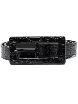 Saint Laurent ремень с тиснением под кожу крокодила, черный