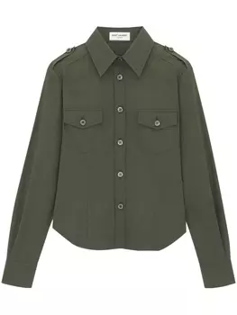 Saint Laurent рубашка на пуговицах, зеленый