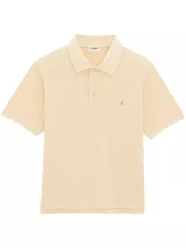 Saint Laurent рубашка поло Cassandre с вышитым логотипом, желтый