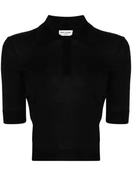 Saint Laurent рубашка поло с вышивкой Cassandre, черный