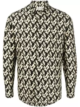 Saint Laurent рубашка с абстрактным принтом, черный
