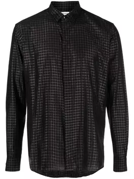 Saint Laurent рубашка с эффектом металлик, черный
