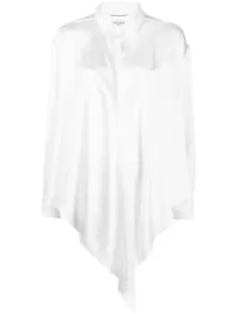 Saint Laurent рубашка с драпировкой, нейтральный цвет