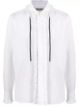 Saint Laurent рубашка с оборками, нейтральный цвет