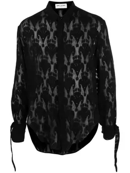 Saint Laurent рубашка с завязками на манжетах, черный