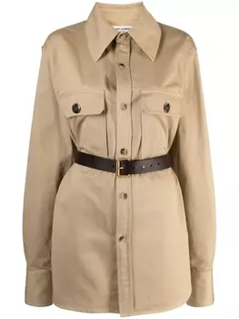 Saint Laurent рубашка Saharienne с поясом, нейтральный цвет