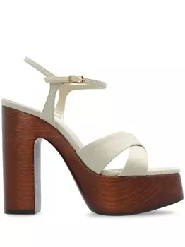 Saint Laurent сандалии Bianca на платформе 125 мм, нейтральный цвет