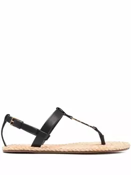 Saint Laurent сандалии Cassandra с монограммой, черный