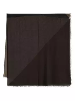 Saint Laurent шарф с бахромой и геометричным принтом, коричневый