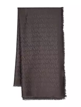 Saint Laurent шарф с жаккардовым логотипом, коричневый