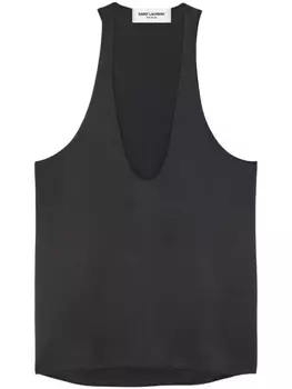 Saint Laurent шелковая блузка без рукавов, черный