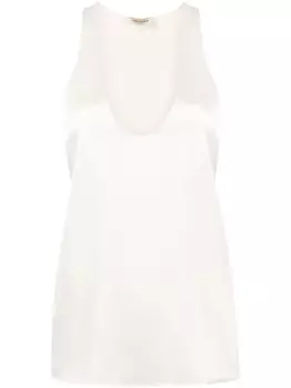 Saint Laurent шелковая блузка без рукавов, нейтральный цвет