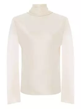 Saint Laurent шелковая блузка с высоким воротником, белый