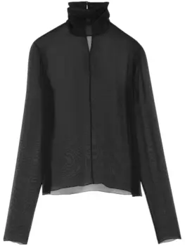Saint Laurent шелковая полупрозрачная блузка, черный