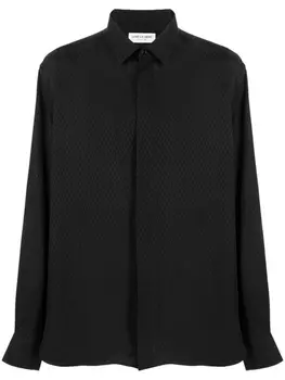 Saint Laurent шелковая рубашка с жаккардовым узором, черный