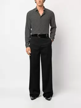 Saint Laurent шелковая рубашка в горох, черный