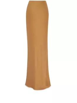 Saint Laurent шелковая юбка макси, нейтральный цвет