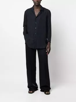 Saint Laurent шелковые брюки строгого кроя, синий