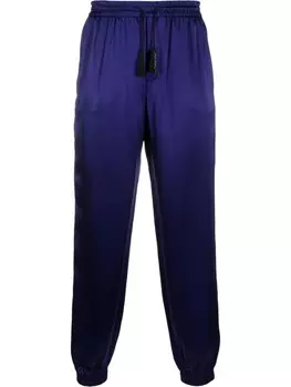 Saint Laurent шелковые зауженные брюки, фиолетовый