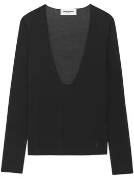 Saint Laurent шелковый топ Cassandre, черный