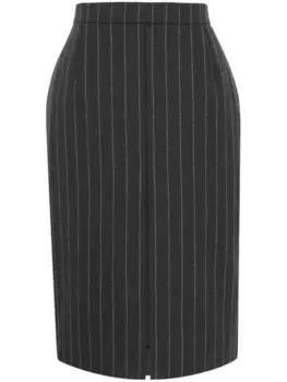 Saint Laurent шерстяная юбка-карандаш в полоску, серый