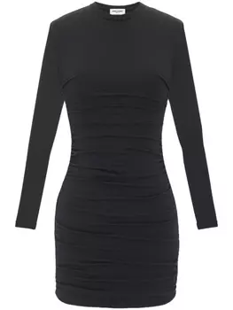 Saint Laurent шерстяное платье с драпировкой, черный