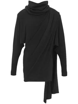 Saint Laurent шерстяное платье с капюшоном, черный