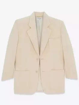 Saint Laurent шерстяной блейзер оверсайз, нейтральный цвет