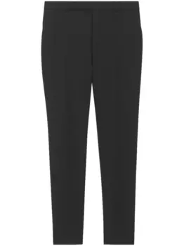 Saint Laurent шерстяные брюки строгого кроя со складками, черный