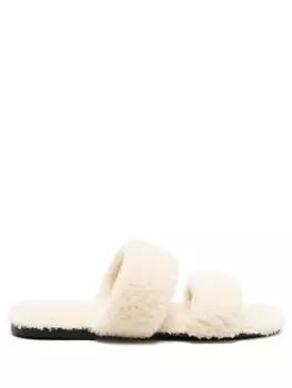 Saint Laurent шлепанцы из овчины, нейтральный цвет