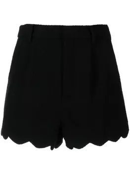 Saint Laurent шорты с завышенной талией и фестонами, черный