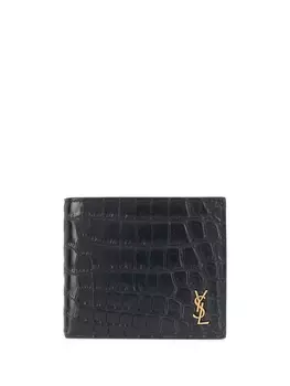 Saint Laurent складной бумажник с тиснением под кожу крокодила, черный