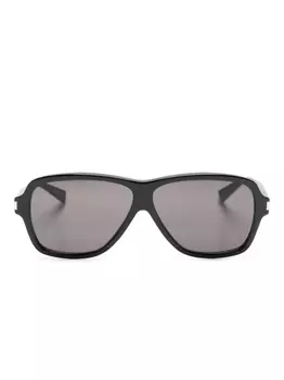 Saint Laurent солнцезащитные очки в массивной оправе с логотипом, черный