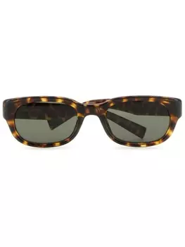 Saint Laurent солнцезащитные очки в прямоугольной оправе, коричневый